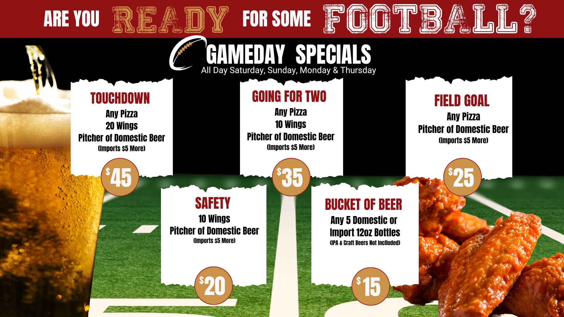 810 Billiards and Bowling Conway SC Gameday Specials