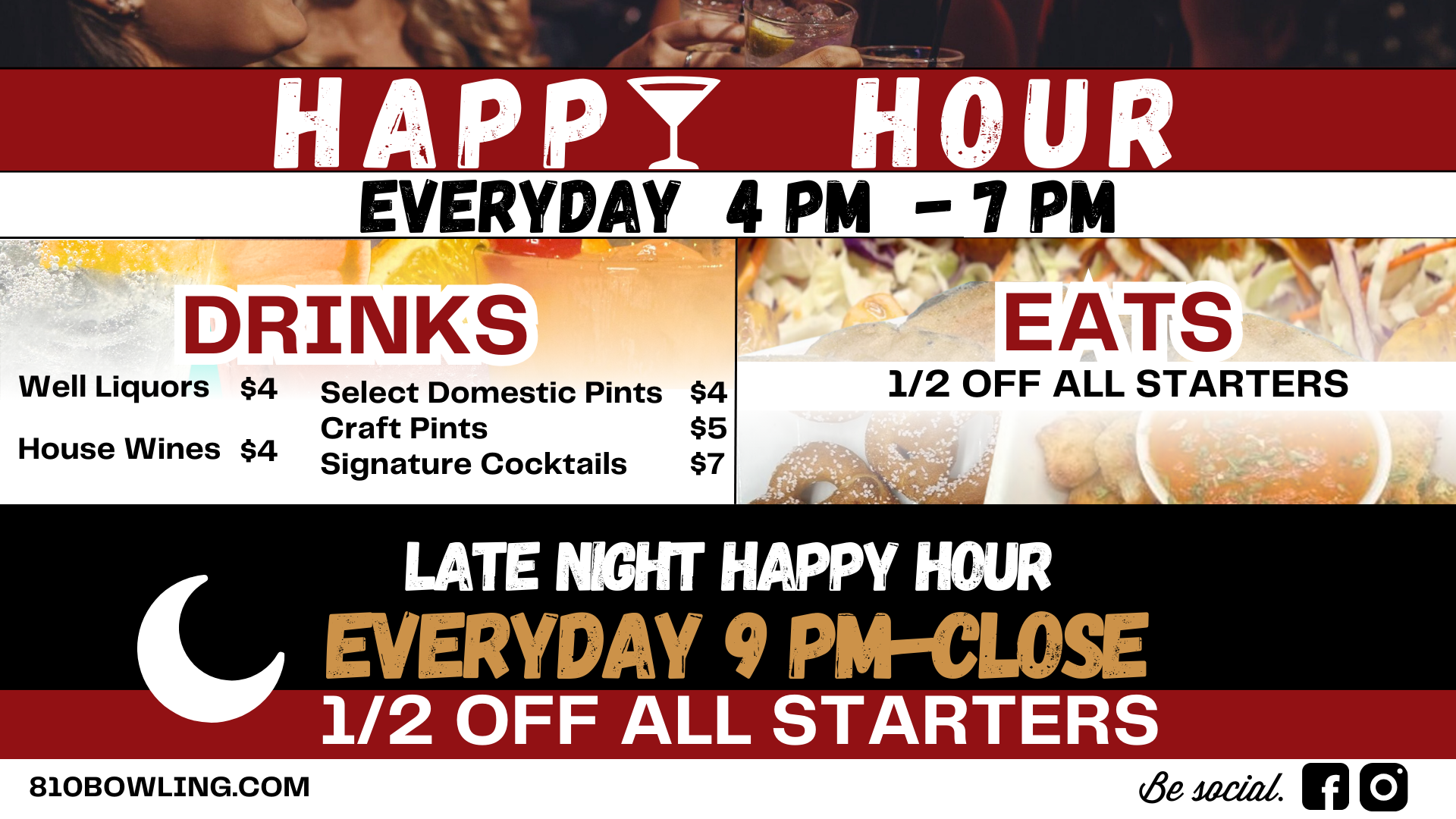 810 Billiards & Bowling Phoenix Happy Hour Menu