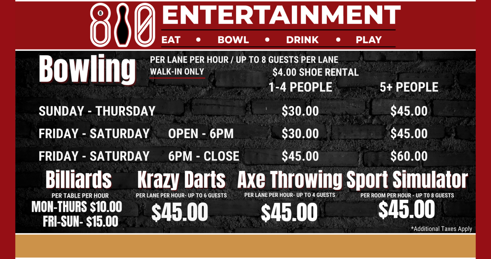 810 Entertainment Estero Pricing