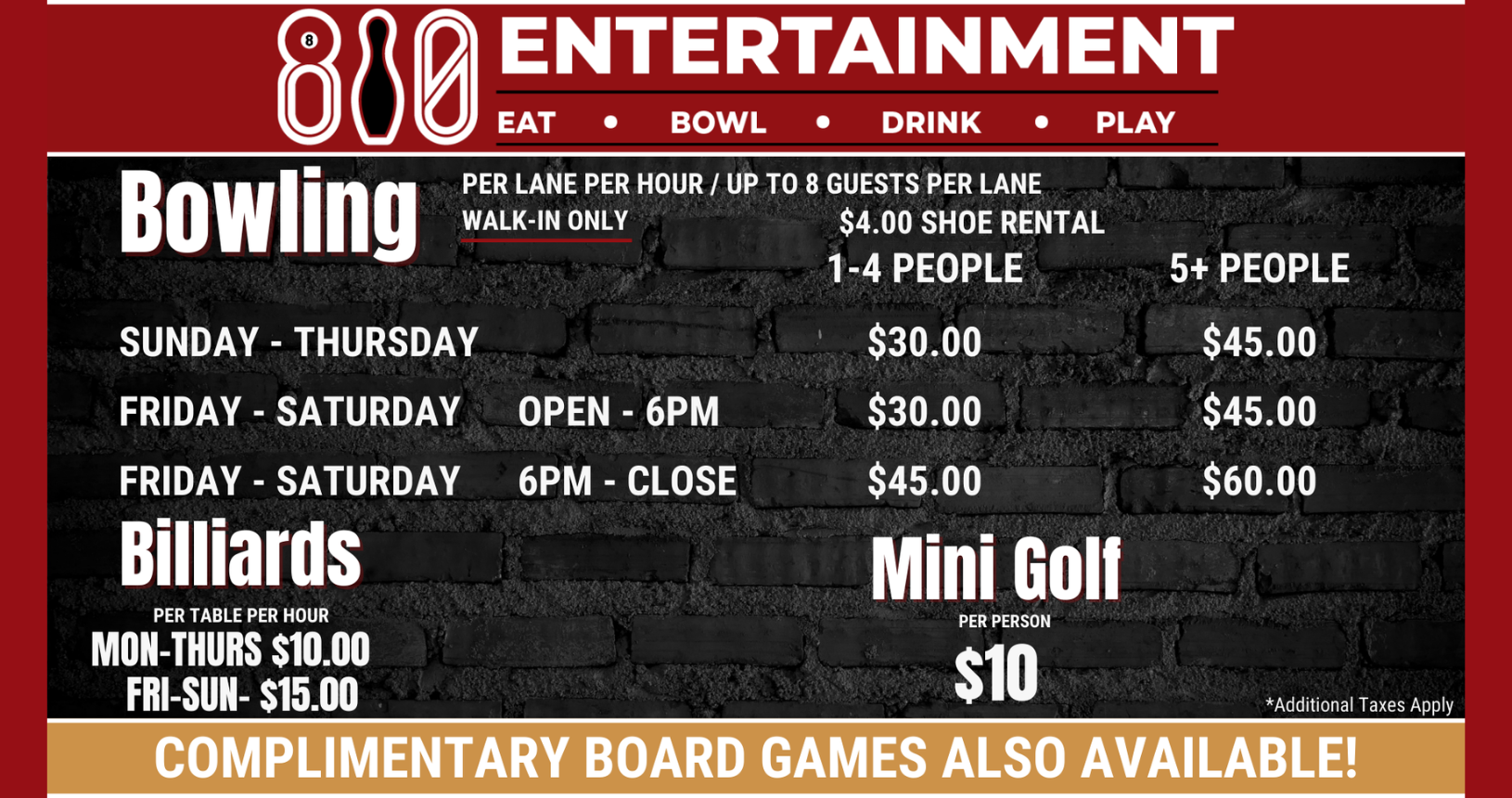 810 Entertainment Fort Smith Pricing