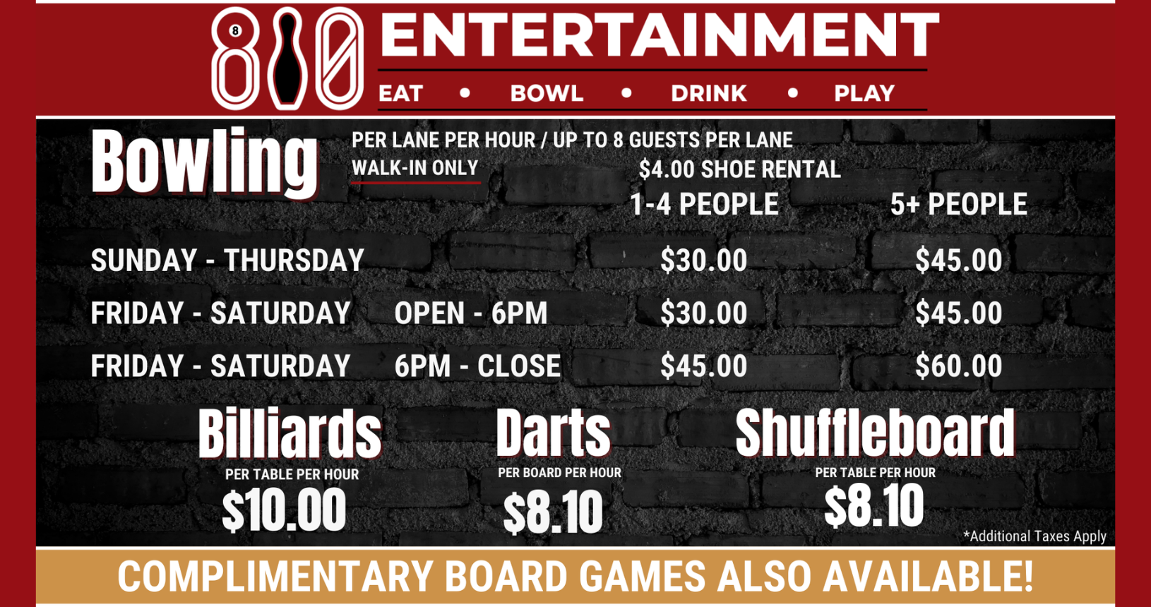 810 Entertainment North Myrtle Beach Pricing