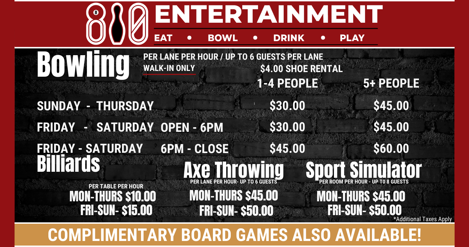 810 Entertainment Vineland Pricing